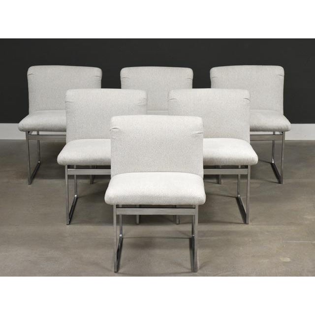 Thayer Coggin 1960s Milo Baughman White and Chrome Dining Chairs - Set of 6 For Sale - Image 4 of 10
