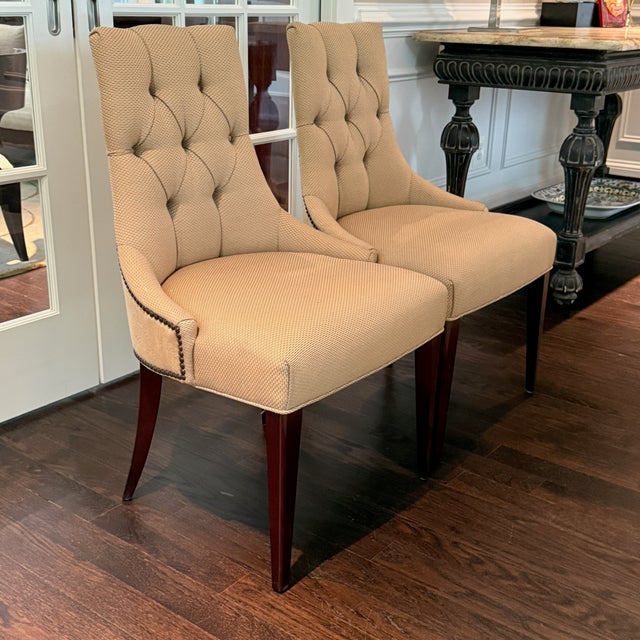 Ivory Pair Ritz Dining Chairs by Thomas Pheasant for Baker For Sale - Image 8 of 12