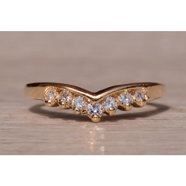 Contemporary The South View Drive: Vintage Chevron Ring in Yellow Gold with Natural Diamonds For Sale - Image 3 of 10