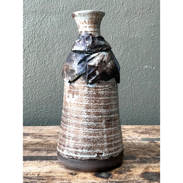 Vintage Handcrafted Ceramic Vase For Sale In West Palm - Image 6 of 12