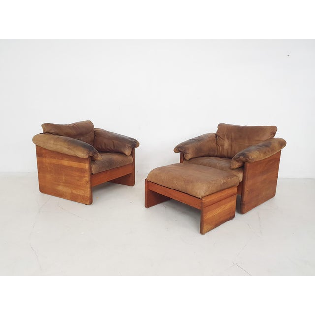 Vintage Danish Lounge Chairs and Ottoman by Mikael Laursen for A/S Mikael Laursen, 1970s, Set of 3 For Sale - Image 3 of 10