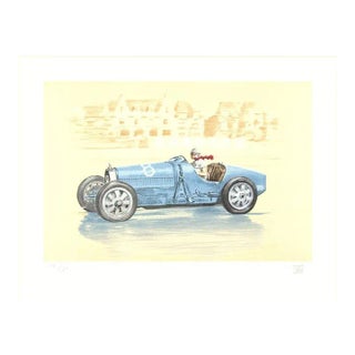 2010 Xavier La Victoire 'Bugatti-Helle Nice' Contemporary Blue,Yellow France Lithograph For Sale