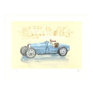 2010 Xavier La Victoire 'Bugatti-Helle Nice' Contemporary Blue,Yellow France Lithograph