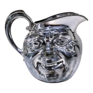 Vintage Reed & Barton “Sunny Jim” Silver Plate Figural Face Water Pitcher, Marked 5640 – Mid‑Century Barware & Collectible Serveware For Sale