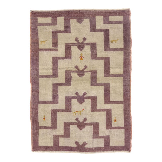 Vintage Turkish Tulu Rug, 03'01 X 04'03 For Sale