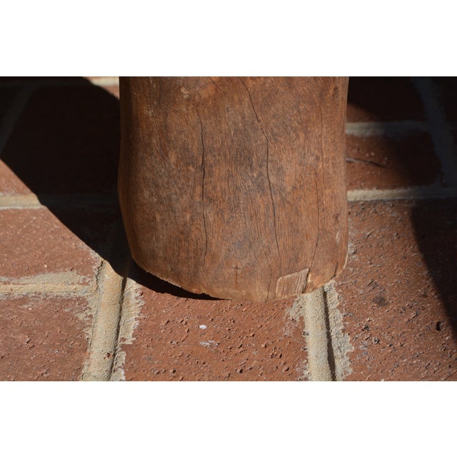 Folk Art Handcrafted Unique Rustic Log Solid Wood Bench Seat / Wide Chair For Sale - Image 18 of 18