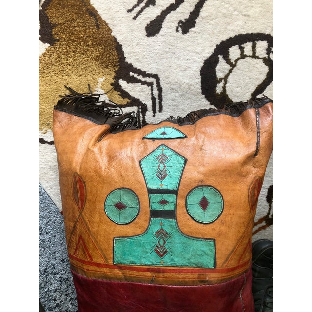 Animal Skin Tuareg Leather Tent Cushion, 1960s For Sale - Image 7 of 12