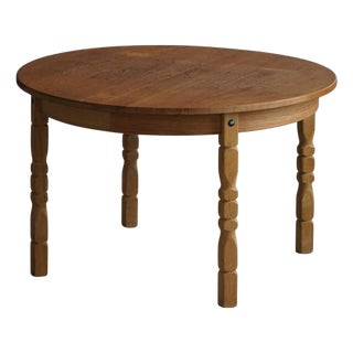Mid-Century Danish Round Extendable Dining Table in Oak, 1960s For Sale