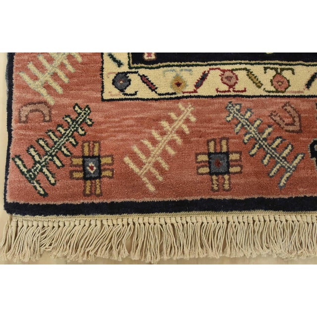 Heriz Rug 3’10” X 5’9” Blue Wool Vintage Tribal Hand-Knotted Oriental Carpet For Sale - Image 9 of 12