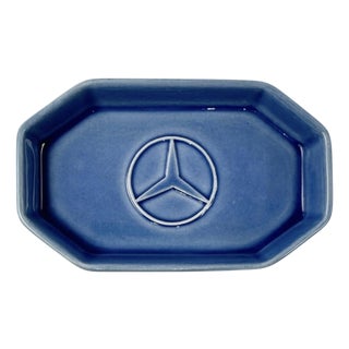 Vintage Mercedes Benz Blue Ceramic Ashtray Catchall Dish For Sale