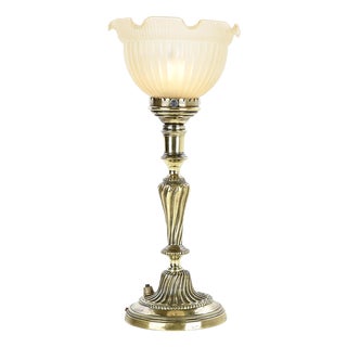 Brass and Molded Glass Table Lamp For Sale