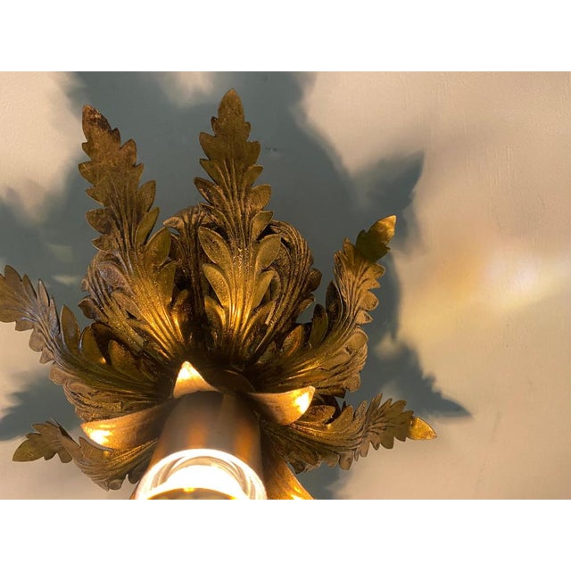 Small Mid-Century Modern Italian Gilt Metal Flush Mount by Biasca, 1960 For Sale - Image 3 of 13