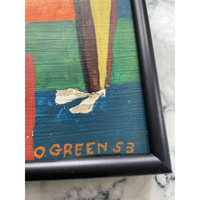 Mid Century Modern Oliver Green Painting For Sale - Image 4 of 6