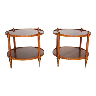 1960s Baker Round Walnut Side Tables, a Pair For Sale