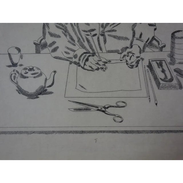 Tsuguharu Léonard Foujita, Self-Portrait at Work Table, Original Engraving For Sale - Image 7 of 8