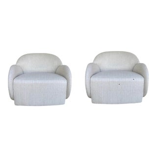 Art Company White Performance Rothko Swivel Chairs Pair For Sale
