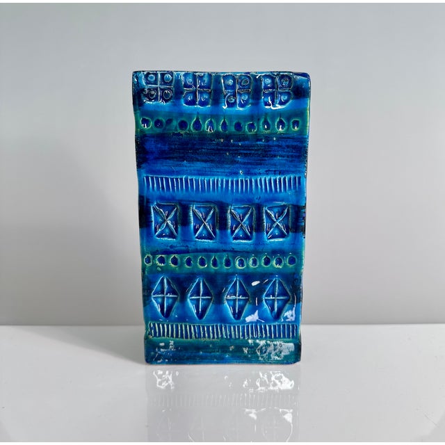 Blue Modern Italian Glazed Ceramic Vase by Aldo Londi for Bitossi, 1950s For Sale - Image 8 of 8