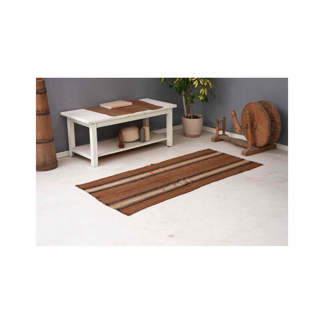 Brown Vintage Turkish Kilim Rug - 2`7″ X 5`9″ Ft. For Sale - Image 4 of 6