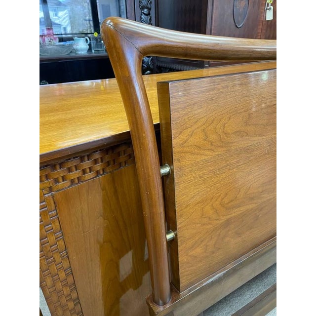 1960s Mid Century Modern 1960 Bedroom Headboard, Attributed to Piet Hein, Daniel Jones, Floating Sculptural, Walnut Wood For Sale - Image 5 of 11