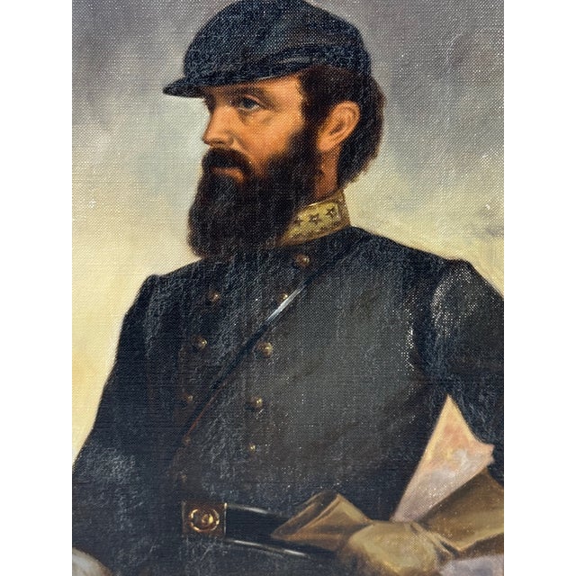 Charcoal Thomas “Stonewall” Jackson Historical Oil Portrait, C1954 – After John Adams Elder For Sale - Image 8 of 18