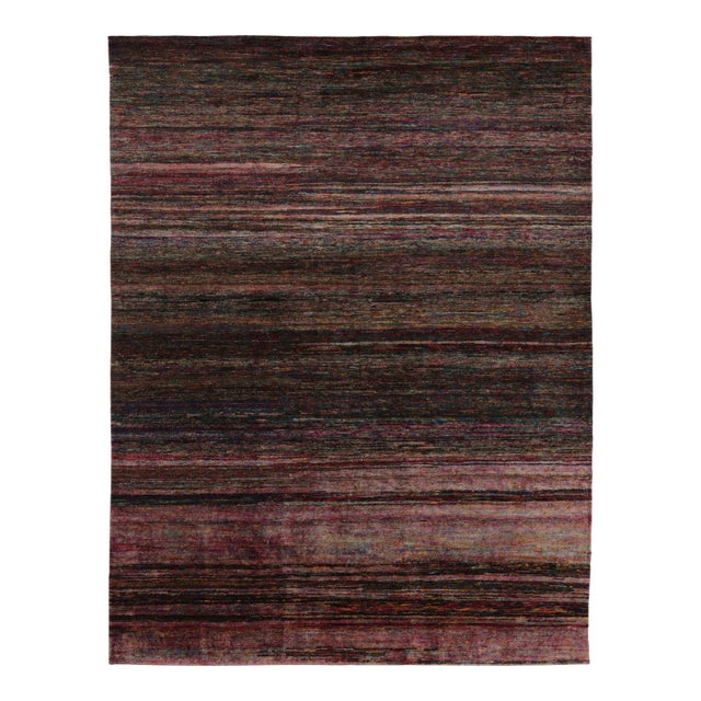 Rug & Kilim’s Modern Textural Rug, Vibrant Polychromatic Striae Over Pink Tones For Sale