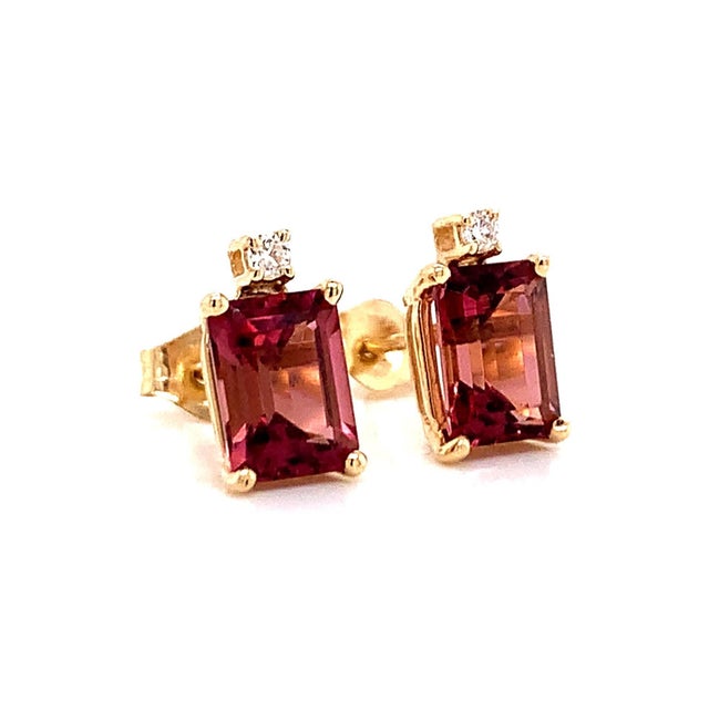 Natural Tourmaline Diamond Earrings 14k Gold 2.13 TCW Certified For Sale - Image 9 of 18
