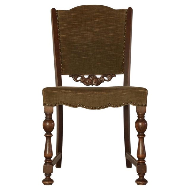 Danish Art Deco Oak Side Chair with Green Velvet Seat, 1930s For Sale - Image 18 of 18