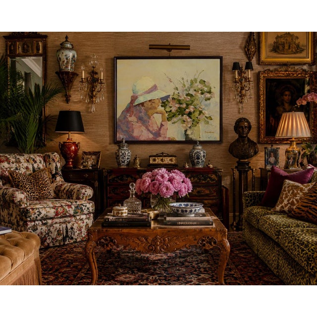 Beautiful 1970s vintage figurative still life oil painting on board, signed Shallow in the lower right. The composition...