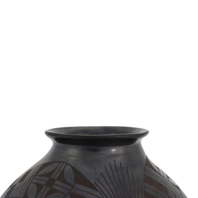 Large Mexican Black on Black Pottery Olla Signed by Jesus Pina 20thC For Sale - Image 6 of 11