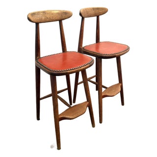 Vilhelm Wohlert for Stolefabriken Odense, Wood Bar Stools For Sale