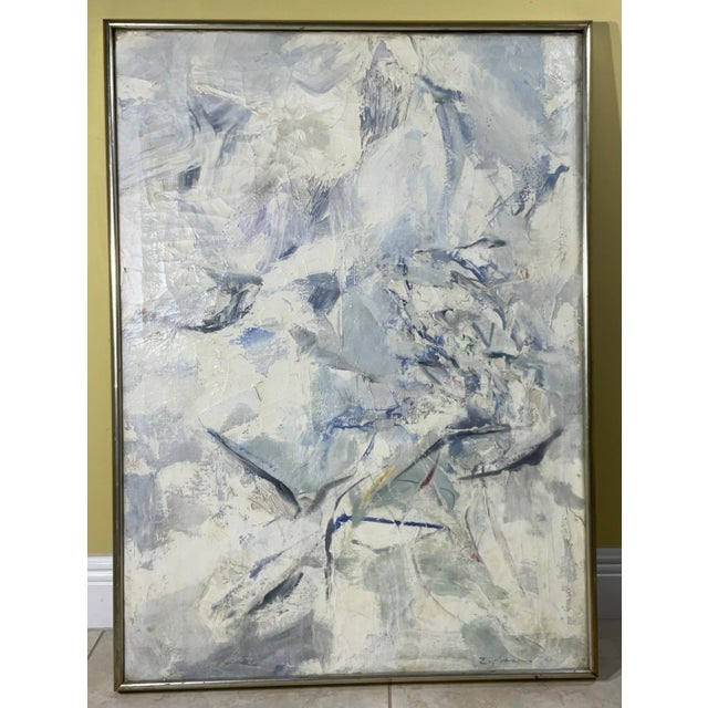 Signed Vintage Abstract Painting - Mid-Century Modern Original Art For Sale - Image 11 of 17