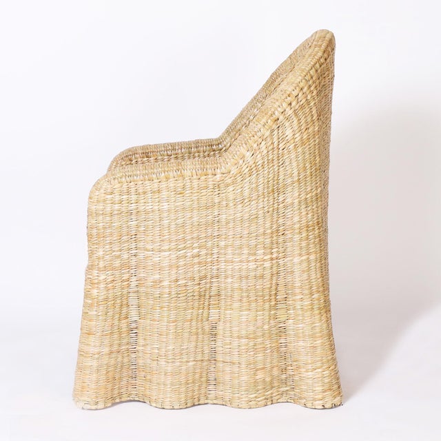 Wicker Drapery Ghost Armchairs For Sale - Image 4 of 9