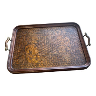 19th Century English Carved Wood Tray For Sale
