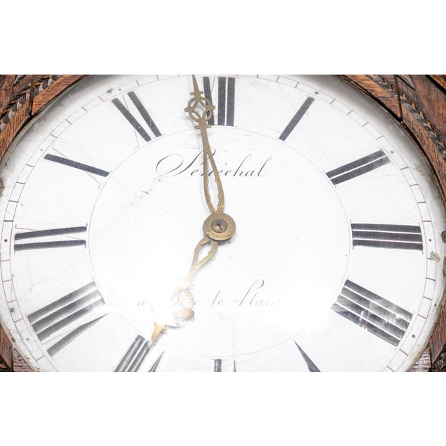 Antique Sénéchal French Louis XVI Tall Oak Longcase Clock For Sale In New York - Image 6 of 9
