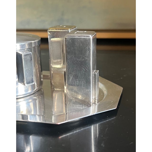 Merle D, Faber Quadruple Silver Plated Art Deco Skyscraper Design Five Piece Set For Sale - Image 14 of 16
