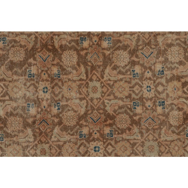 1950s Vintage Tabriz Persian Rug in Beige-Brown and Pink Herati Floral Pattern For Sale - Image 5 of 7