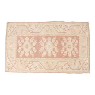 Mid 20th Century Small Oushak Anatolian Wool Carpet For Sale