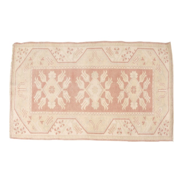 Mid 20th Century Small Oushak Anatolian Wool Carpet For Sale