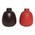 Pair of Petite Ceramic Bud Vases #130 in Matte Suede Red and Dark Brown by Heath For Sale