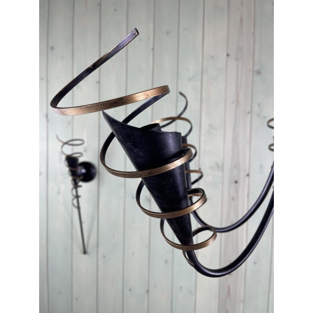 Vintage Chandelier and Wall Lights, 20th Century, Set of 3 For Sale - Image 4 of 7