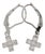 18k 750 Solid White Gold Natural Diamond Drop Hanging Cross Shape Earrings, A Pair For Sale