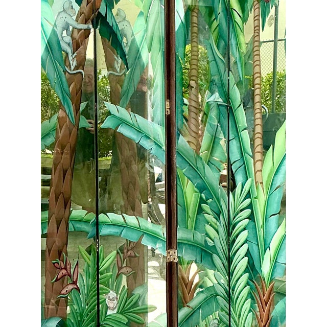 Vintage Eglomise Hand Painted Mirrored Screen For Sale - Image 4 of 12