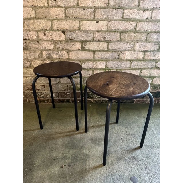Metal Wood and Metal Industrial Stool For Sale - Image 7 of 9