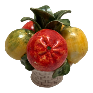 Vintage Italian Pottery Ceramic Fruit Basket Candleholder.