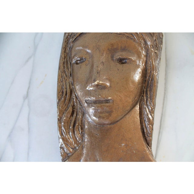 Brown Vintage Female Plaster Wall Hanging For Sale - Image 8 of 9
