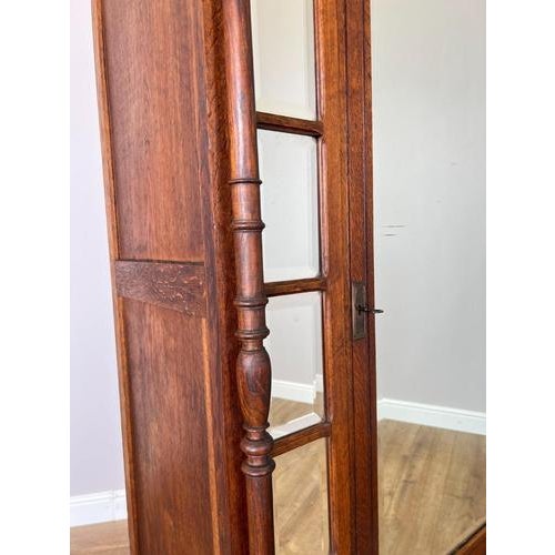 Metal Antique French Style Oak Wardrobe with Mirrored Door For Sale - Image 7 of 18