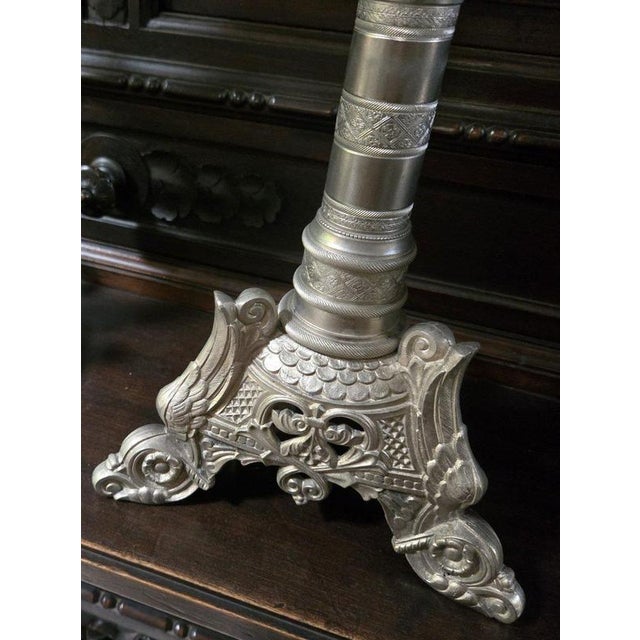 Large Silver-Plated Bronze Candlesticks, 1800s, Set of 2 For Sale - Image 6 of 8