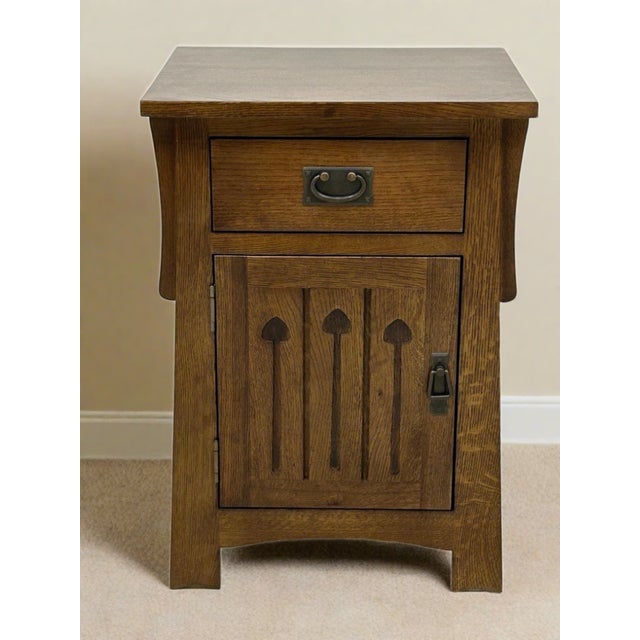 "Mission Style Solid Quarter Sawn Oak Keyhole Nightstand Elevate your bedroom with our expertly crafted Mission-style...