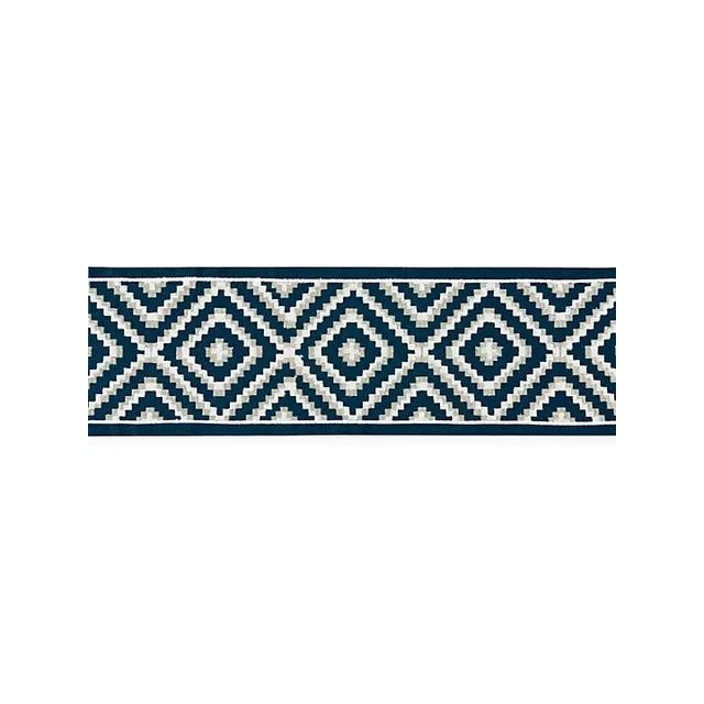 Transitional Scalamandre Medina Embroidered Tape, Indigo For Sale - Image 3 of 3