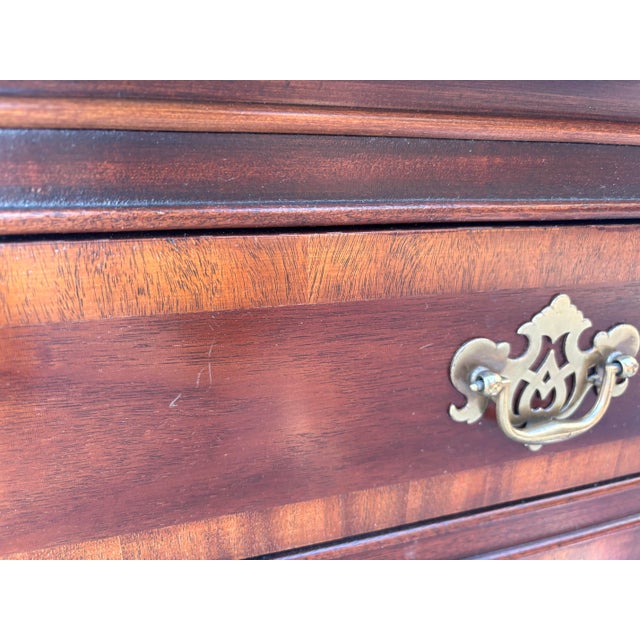 Dixie Chippendale Pair of Banded Mahogany Nightstands For Sale - Image 10 of 12